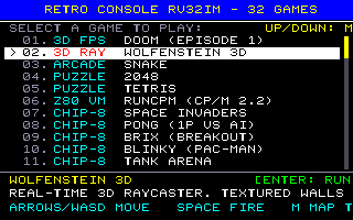The 32-game launcher on the host viewer.