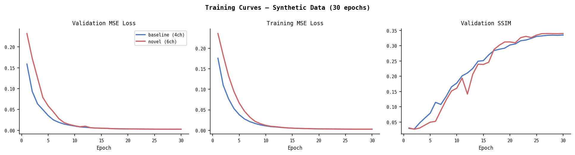 Training curves — synthetic
